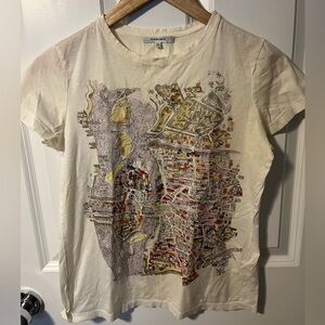Carven Ivory Map Tee with Graphic Design